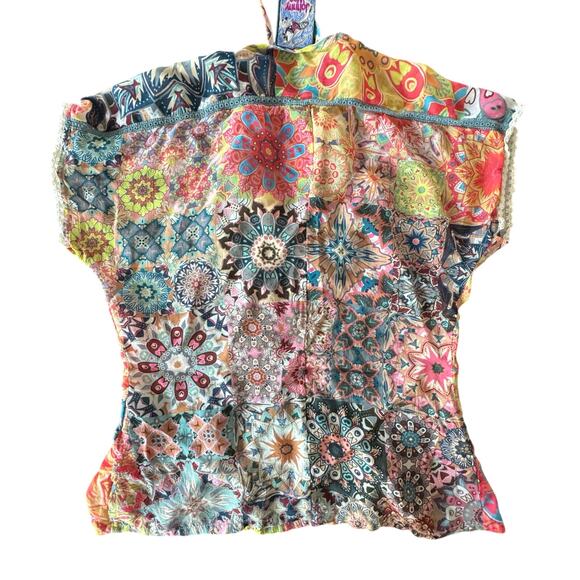 Johnny Was size XS Kaleida Paise blouse Floral Boho Embroidered Top Silk - Picture 8 of 8